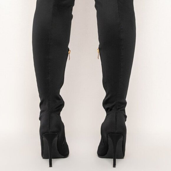 AZALEA WANG " JUST A LITTLE PEEK " STILETTO BOOT IN BLACK ( BRAND NEW !!1 ) - Picture 3 of 7